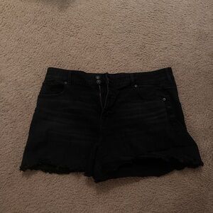 American Eagle Outfitters Black Jean Shorts Distressed Cut-Off